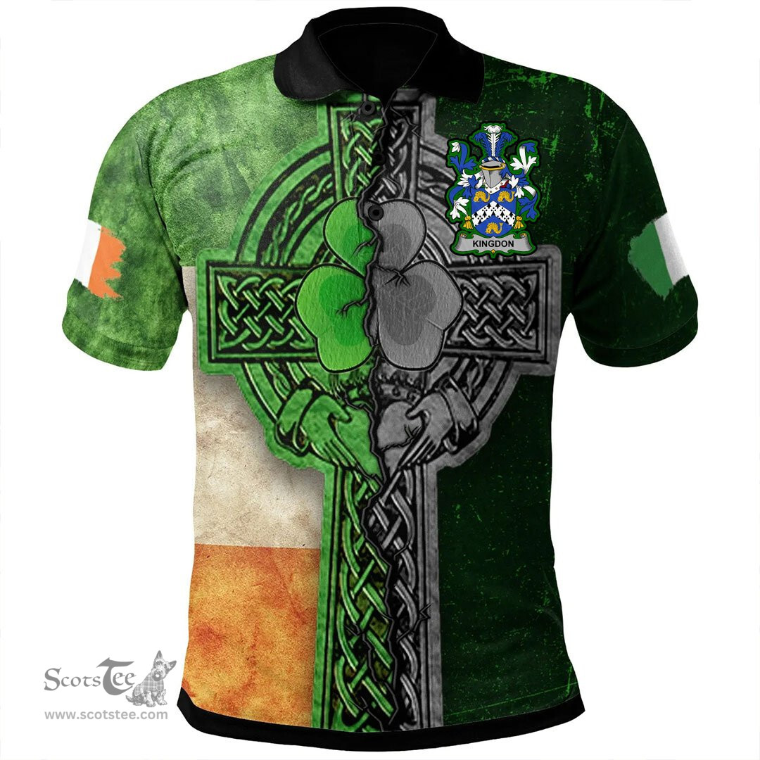 ScotsTee Shop Irish Kingdon Coat of Arms Irish Polo Shirt Irish Claddagh Cross Polo Shirt