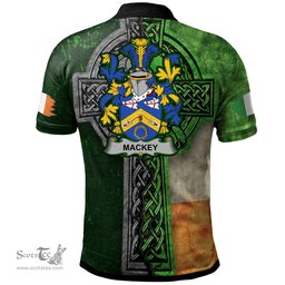 ScotsTee Shop Irish Mackey Coat of Arms Irish Polo Shirt Irish Claddagh Cross Polo Shirt