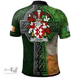 ScotsTee Shop Irish Locke Coat of Arms Irish Polo Shirt Irish Claddagh Cross Polo Shirt