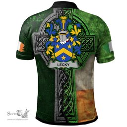 ScotsTee Shop Irish Lecky or Lackey Coat of Arms Irish Polo Shirt Irish Claddagh Cross Polo Shirt