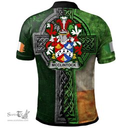 ScotsTee Shop Irish McClintock Coat of Arms Irish Polo Shirt Irish Claddagh Cross Polo Shirt