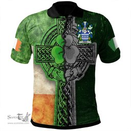 ScotsTee Shop Irish Piers Coat of Arms Irish Polo Shirt Irish Claddagh Cross Polo Shirt