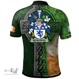 ScotsTee Shop Irish McMurray Coat of Arms Irish Polo Shirt Irish Claddagh Cross Polo Shirt