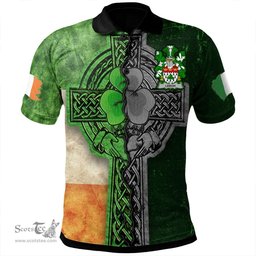 ScotsTee Shop Irish Leech Coat of Arms Irish Polo Shirt Irish Claddagh Cross Polo Shirt
