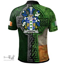 ScotsTee Shop Irish Lanigan or O'Lenigan Coat of Arms Irish Polo Shirt Irish Claddagh Cross Polo Shirt
