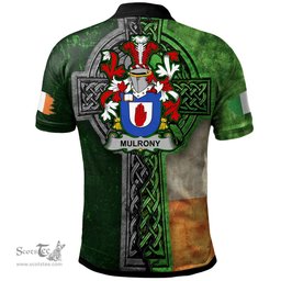 ScotsTee Shop Irish Mulrony or O'Mulroney Coat of Arms Irish Polo Shirt Irish Claddagh Cross Polo Shirt