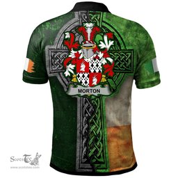 ScotsTee Shop Irish Morton Coat of Arms Irish Polo Shirt Irish Claddagh Cross Polo Shirt