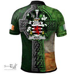 ScotsTee Shop Irish Maul or Maule Coat of Arms Irish Polo Shirt Irish Claddagh Cross Polo Shirt