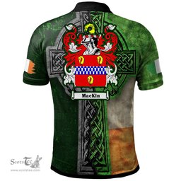 ScotsTee Shop Irish Mackin Coat of Arms Irish Polo Shirt Irish Claddagh Cross Polo Shirt