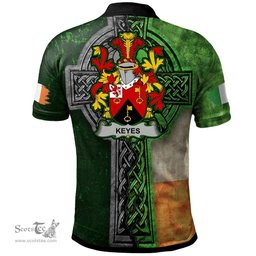 ScotsTee Shop Irish Keyes Coat of Arms Irish Polo Shirt Irish Claddagh Cross Polo Shirt