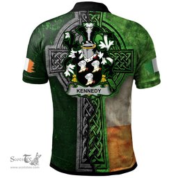 ScotsTee Shop Irish Kennedy or O'Kennedy Coat of Arms Irish Polo Shirt Irish Claddagh Cross Polo Shirt
