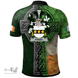 ScotsTee Shop Irish Parke Coat of Arms Irish Polo Shirt Irish Claddagh Cross Polo Shirt