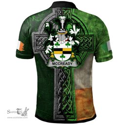 ScotsTee Shop Irish McCready or McCreadie Coat of Arms Irish Polo Shirt Irish Claddagh Cross Polo Shirt