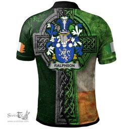 ScotsTee Shop Irish Ralphson Coat of Arms Irish Polo Shirt Irish Claddagh Cross Polo Shirt
