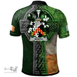 ScotsTee Shop Irish Worth or McWorth Coat of Arms Irish Polo Shirt Irish Claddagh Cross Polo Shirt