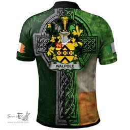 ScotsTee Shop Irish Walpole Coat of Arms Irish Polo Shirt Irish Claddagh Cross Polo Shirt