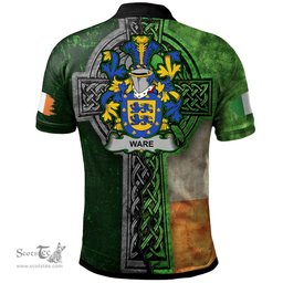 ScotsTee Shop Irish Ware Coat of Arms Irish Polo Shirt Irish Claddagh Cross Polo Shirt
