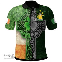 ScotsTee Shop Irish Wotton Coat of Arms Irish Polo Shirt Irish Claddagh Cross Polo Shirt