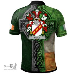 ScotsTee Shop Irish Veile or Veale Coat of Arms Irish Polo Shirt Irish Claddagh Cross Polo Shirt