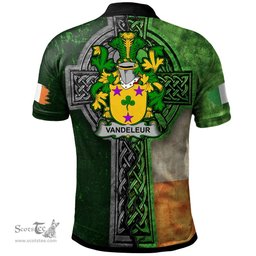 ScotsTee Shop Irish Vandeleur Coat of Arms Irish Polo Shirt Irish Claddagh Cross Polo Shirt