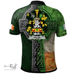 ScotsTee Shop Irish Tyler Coat of Arms Irish Polo Shirt Irish Claddagh Cross Polo Shirt