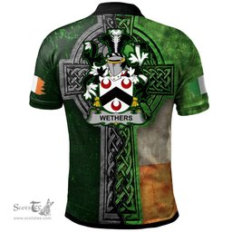 ScotsTee Shop Irish Wethers Coat of Arms Irish Polo Shirt Irish Claddagh Cross Polo Shirt
