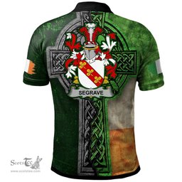 ScotsTee Shop Irish Segrave Coat of Arms Irish Polo Shirt Irish Claddagh Cross Polo Shirt