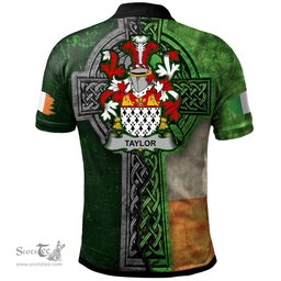 ScotsTee Shop Irish Taylor Coat of Arms Irish Polo Shirt Irish Claddagh Cross Polo Shirt