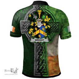 ScotsTee Shop Irish Wright Coat of Arms Irish Polo Shirt Irish Claddagh Cross Polo Shirt