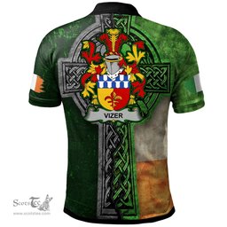 ScotsTee Shop Irish Vizer Coat of Arms Irish Polo Shirt Irish Claddagh Cross Polo Shirt