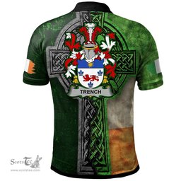 ScotsTee Shop Irish Trench Coat of Arms Irish Polo Shirt Irish Claddagh Cross Polo Shirt