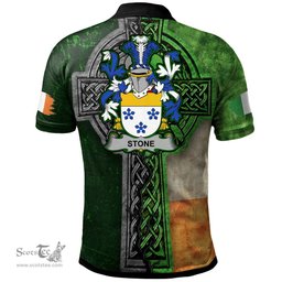 ScotsTee Shop Irish Stone Coat of Arms Irish Polo Shirt Irish Claddagh Cross Polo Shirt