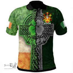 ScotsTee Shop Irish Worthing Coat of Arms Irish Polo Shirt Irish Claddagh Cross Polo Shirt