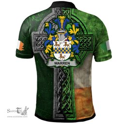 ScotsTee Shop Irish Warren Coat of Arms Irish Polo Shirt Irish Claddagh Cross Polo Shirt