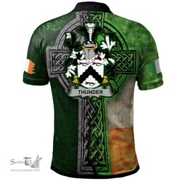 ScotsTee Shop Irish Thunder Coat of Arms Irish Polo Shirt Irish Claddagh Cross Polo Shirt