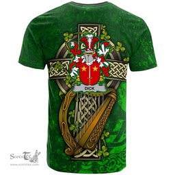 ScotsTee Shop Irish Dick Coat of Arms Irish Family Crest T Shirt Irish Shamrock Celtic Cross and Harp T Shirt