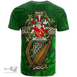 ScotsTee Shop Irish Dooley or O Dooley Coat of Arms Irish Family Crest T Shirt Irish Shamrock Celtic Cross and Harp T Shirt