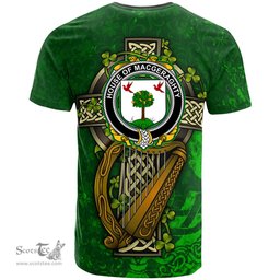 ScotsTee Shop Irish House of MACGERAGHTY Coat of Arms Irish Family Crest T Shirt Irish Shamrock Celtic Cross and Harp T Shirt
