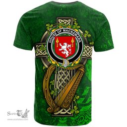 ScotsTee Shop Irish House of MACNAMARA Coat of Arms Irish Family Crest T Shirt Irish Shamrock Celtic Cross and Harp T Shirt