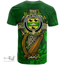 ScotsTee Shop Irish House of MACSWEENEY Coat of Arms Irish Family Crest T Shirt Irish Shamrock Celtic Cross and Harp T Shirt