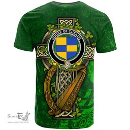 ScotsTee Shop Irish House of CUSACK Coat of Arms Irish Family Crest T Shirt Irish Shamrock Celtic Cross and Harp T Shirt