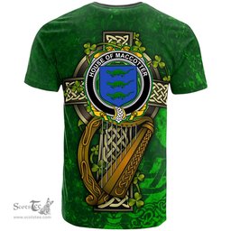 ScotsTee Shop Irish House of MACCOTTER Coat of Arms Irish Family Crest T Shirt Irish Shamrock Celtic Cross and Harp T Shirt