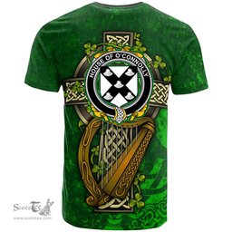 ScotsTee Shop Irish House of O CONNOLLY Coat of Arms Irish Family Crest T Shirt Irish Shamrock Celtic Cross and Harp T Shirt