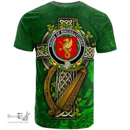 ScotsTee Shop Irish House of MACGILLYCUDDY Coat of Arms Irish Family Crest T Shirt Irish Shamrock Celtic Cross and Harp T Shirt