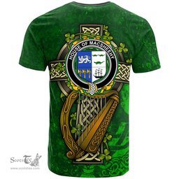 ScotsTee Shop Irish House of MACSHEEHY Coat of Arms Irish Family Crest T Shirt Irish Shamrock Celtic Cross and Harp T Shirt