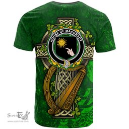 ScotsTee Shop Irish House of MACBRADY Coat of Arms Irish Family Crest T Shirt Irish Shamrock Celtic Cross and Harp T Shirt