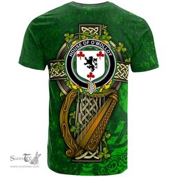 ScotsTee Shop Irish House of O MOLLOY Coat of Arms Irish Family Crest T Shirt Irish Shamrock Celtic Cross and Harp T Shirt