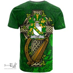 ScotsTee Shop Irish Low Coat of Arms Irish Family Crest T Shirt Irish Shamrock Celtic Cross and Harp T Shirt