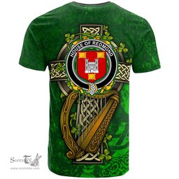 ScotsTee Shop Irish House of REDMOND Coat of Arms Irish Family Crest T Shirt Irish Shamrock Celtic Cross and Harp T Shirt