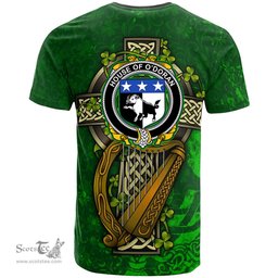 ScotsTee Shop Irish House of O DORAN Coat of Arms Irish Family Crest T Shirt Irish Shamrock Celtic Cross and Harp T Shirt